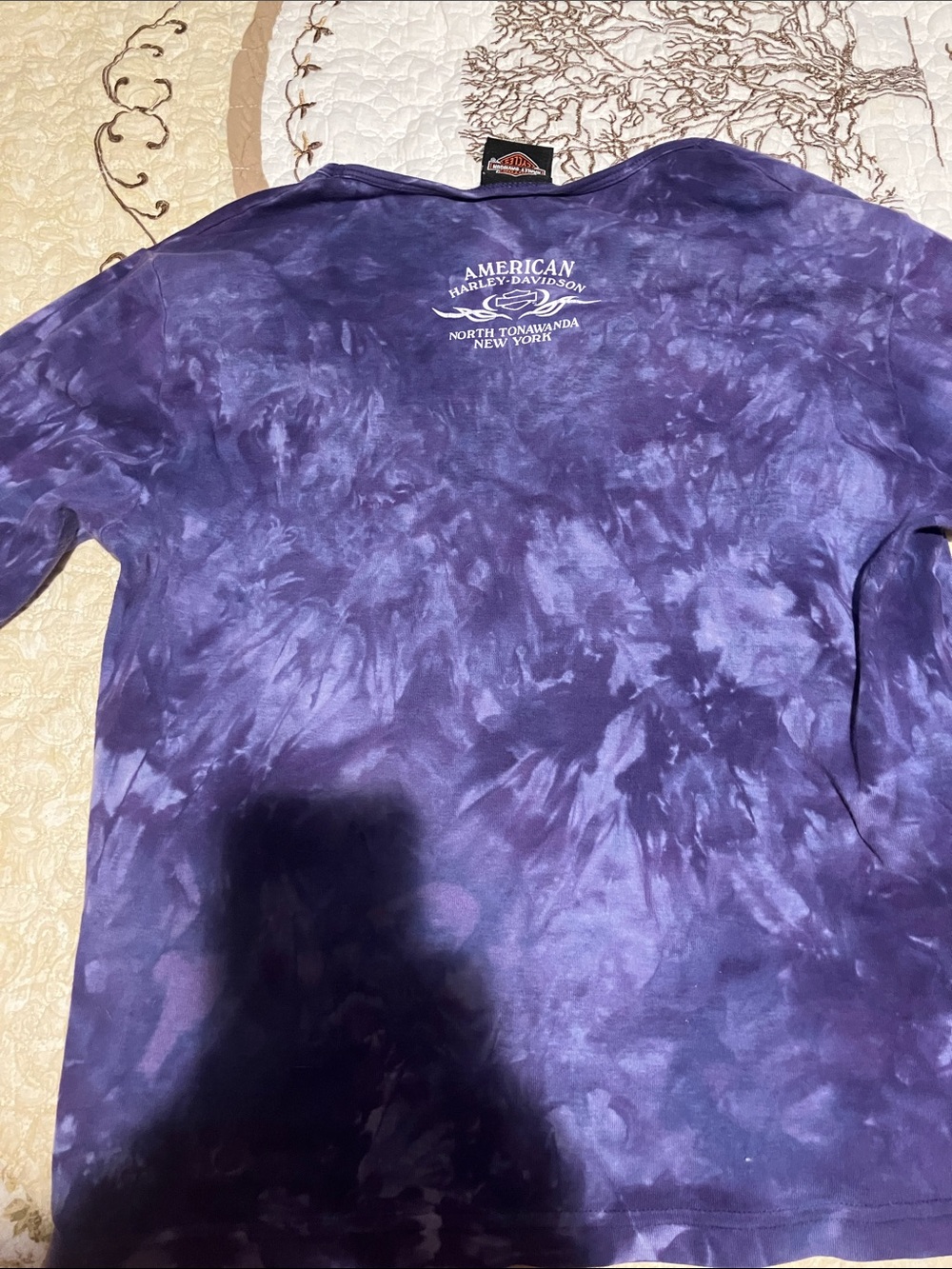 Harley-Davidson Purple Tie-Dye  3/4 Sleeve Shirt with White Logo